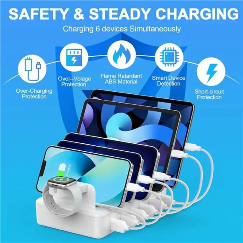 CREATIVE DESIGN Charging Station for Multiple Devices,50W 6 Ports Charging Dock
